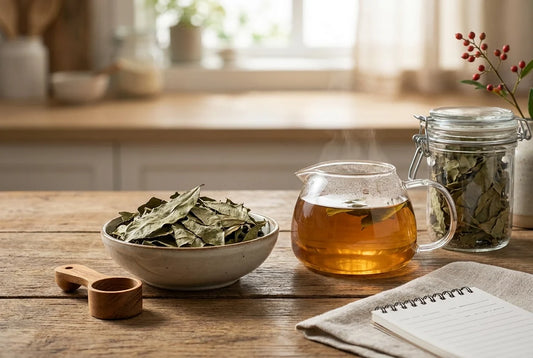 Professional header image for step-by-step guide: Comment préparer une tisane de feuilles de corossol : dos...
