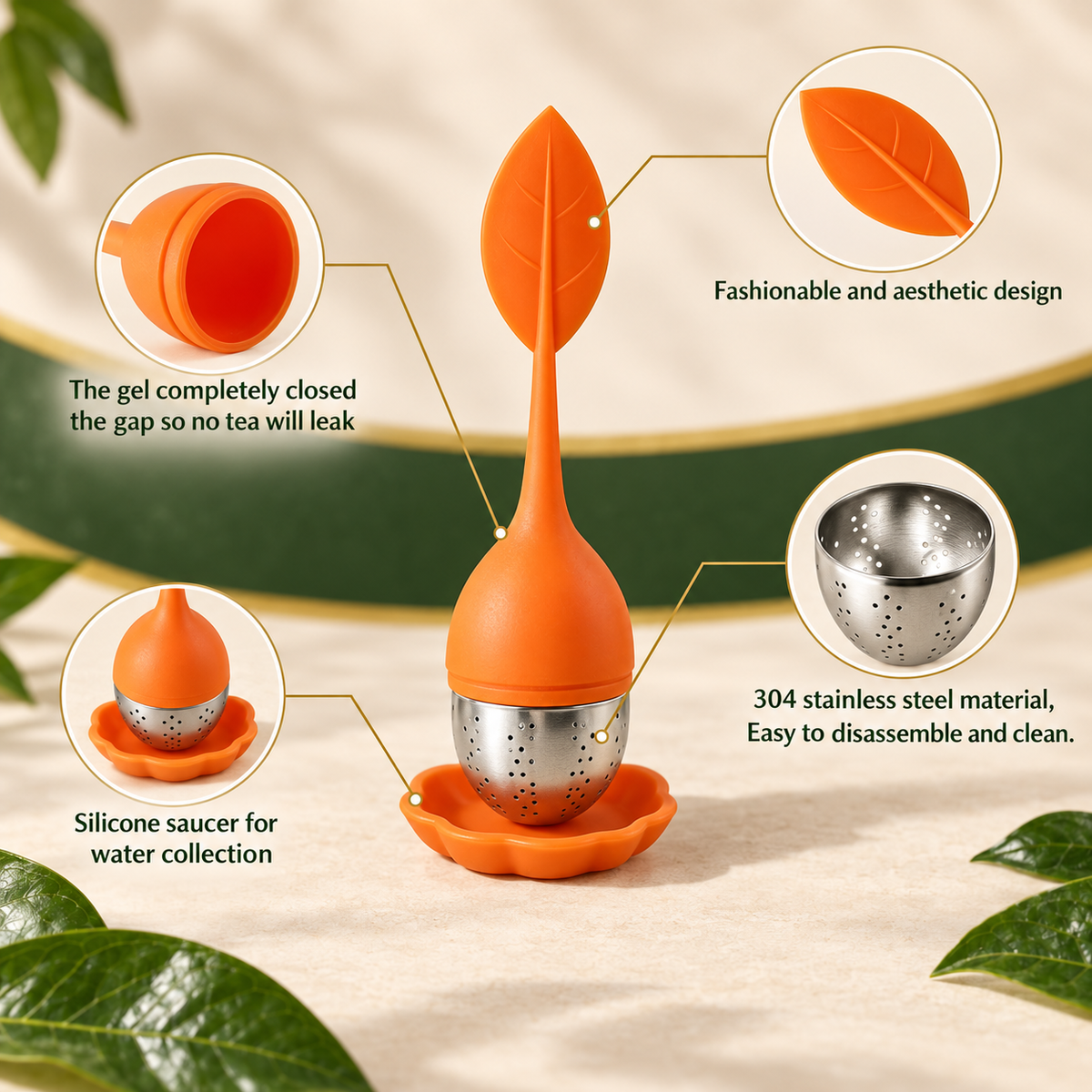 Soursopshop: Signature Stainless Steel Silicone Tea Leaf Infuser